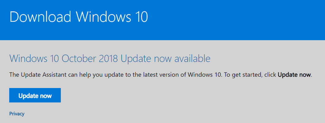 Official Windows 10 download page