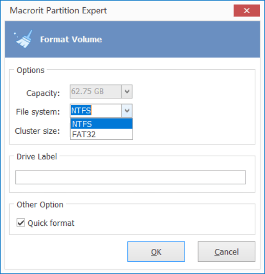 format to FAT32 in Partition Expert
