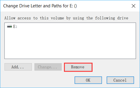 disk management remove the drive letter