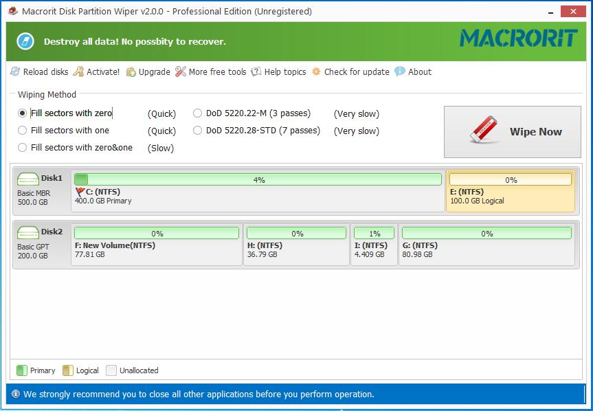 Macrorit Disk Partition Wiper screenshot