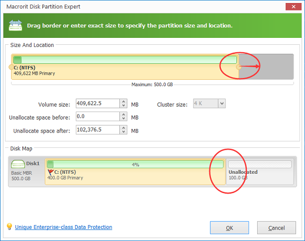 One step to extend system drive c partition on windows