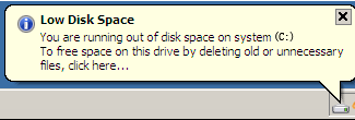 Server 2008 System Partition Low Disk Pace