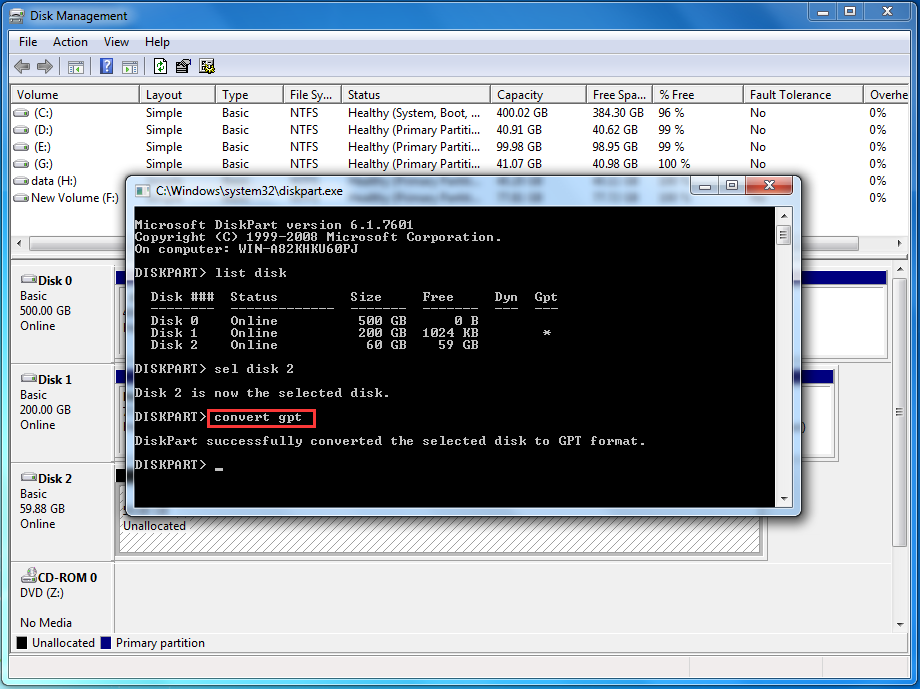 Diskpart Initialize Disk To GPT Or MBR
