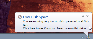  Windows Low Disk Pace Alert
