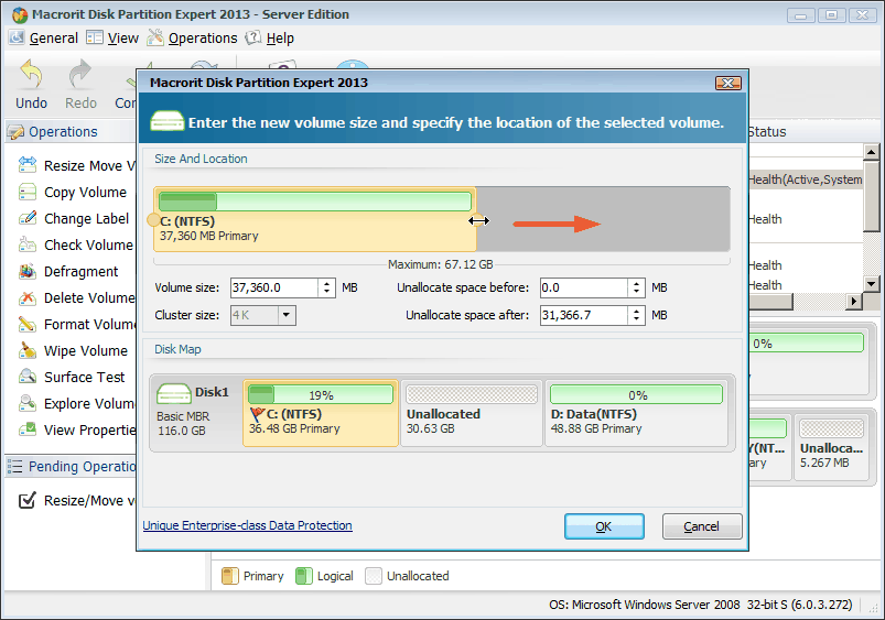 Move Free Space to System Partition